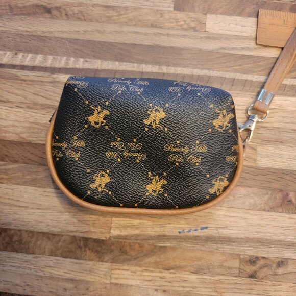Beverly Hills Polo Club Signature Print Brown/Tan Zip Wristlet Purse - Picture 12 of 12